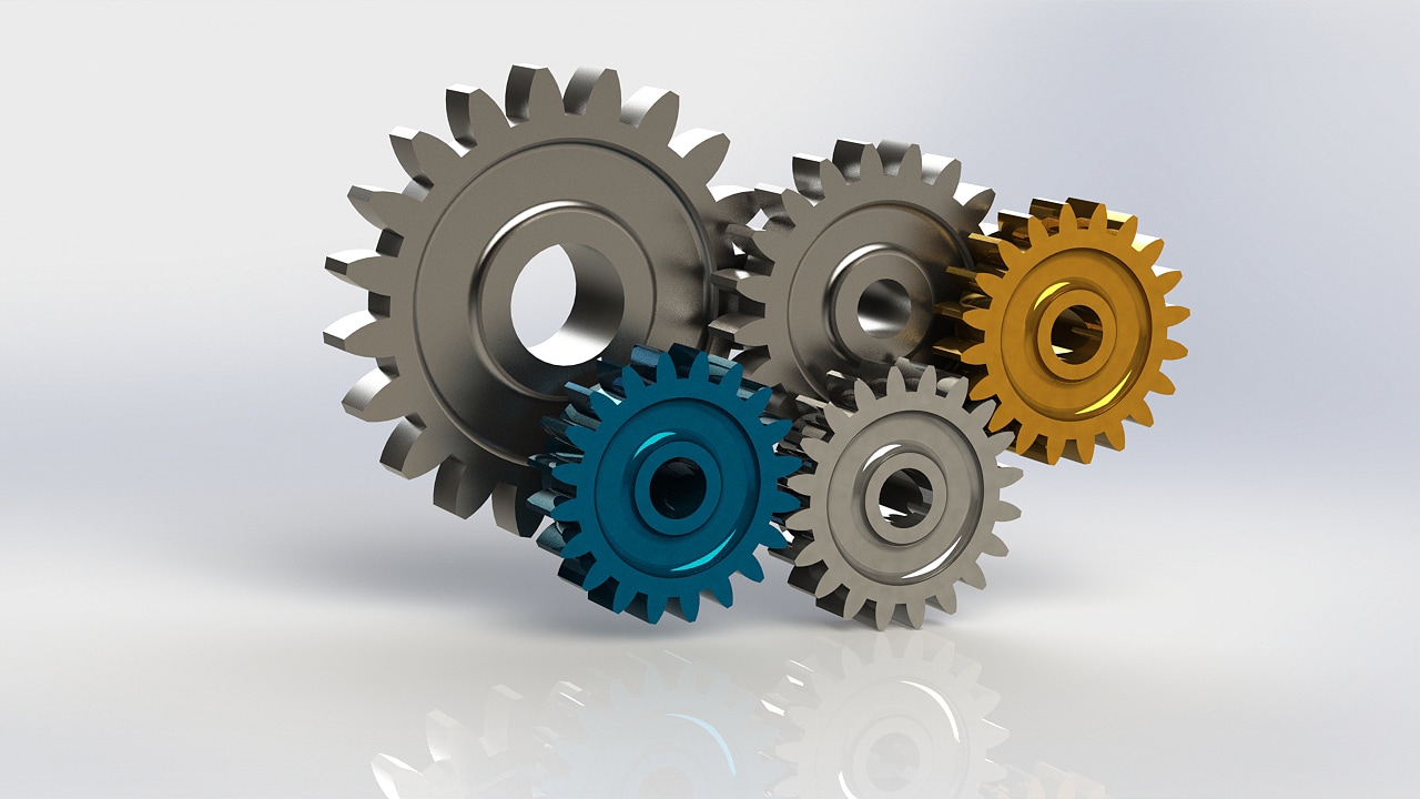 Interlocking gears 3D Render / CAD